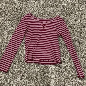 Long sleeve striped burgundy justice top